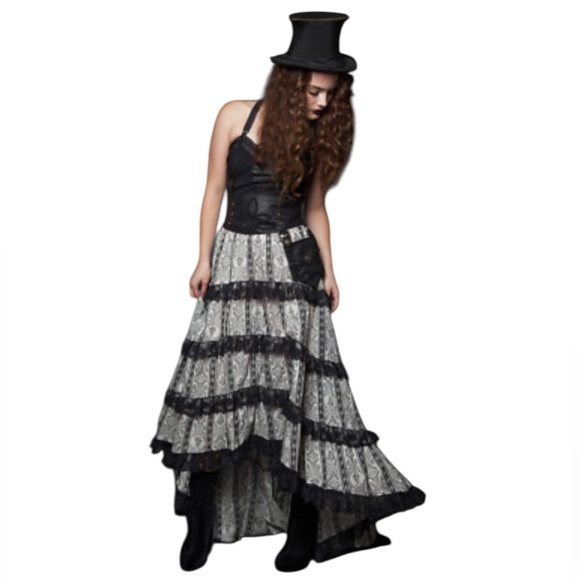 Lip Service Emporium Gothic Steampunk Lace High-Low Maxi Skirt Tiered XXL - Picture 1 of 11